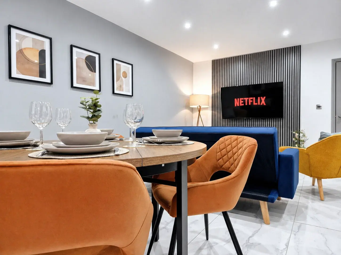 Open-plan dining and lounge